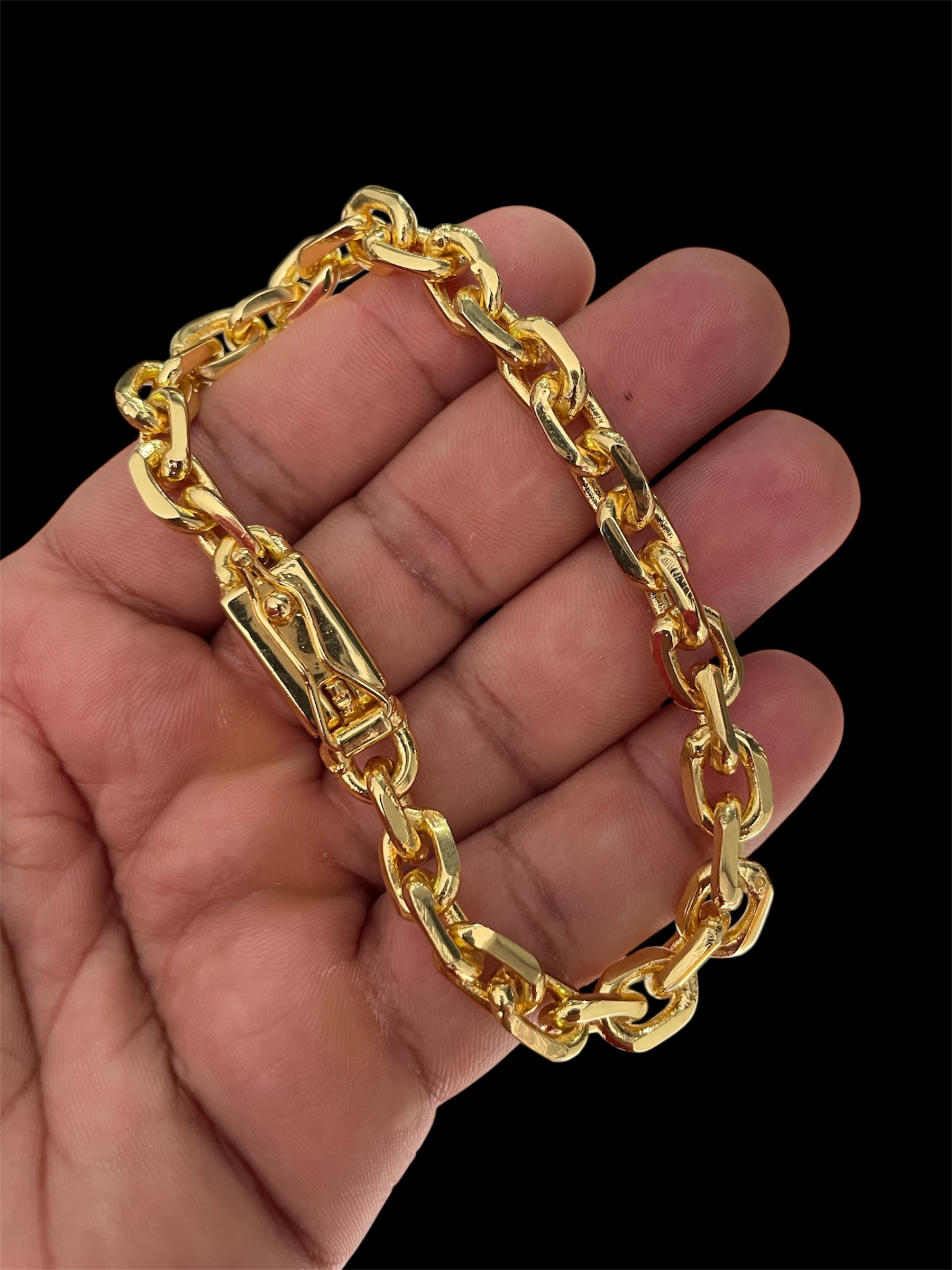KIT CADEADO QUINA 8MM BANHADO A OURO 18k COM VERNIZ ANTI ALÉRGICO - Imagem 6