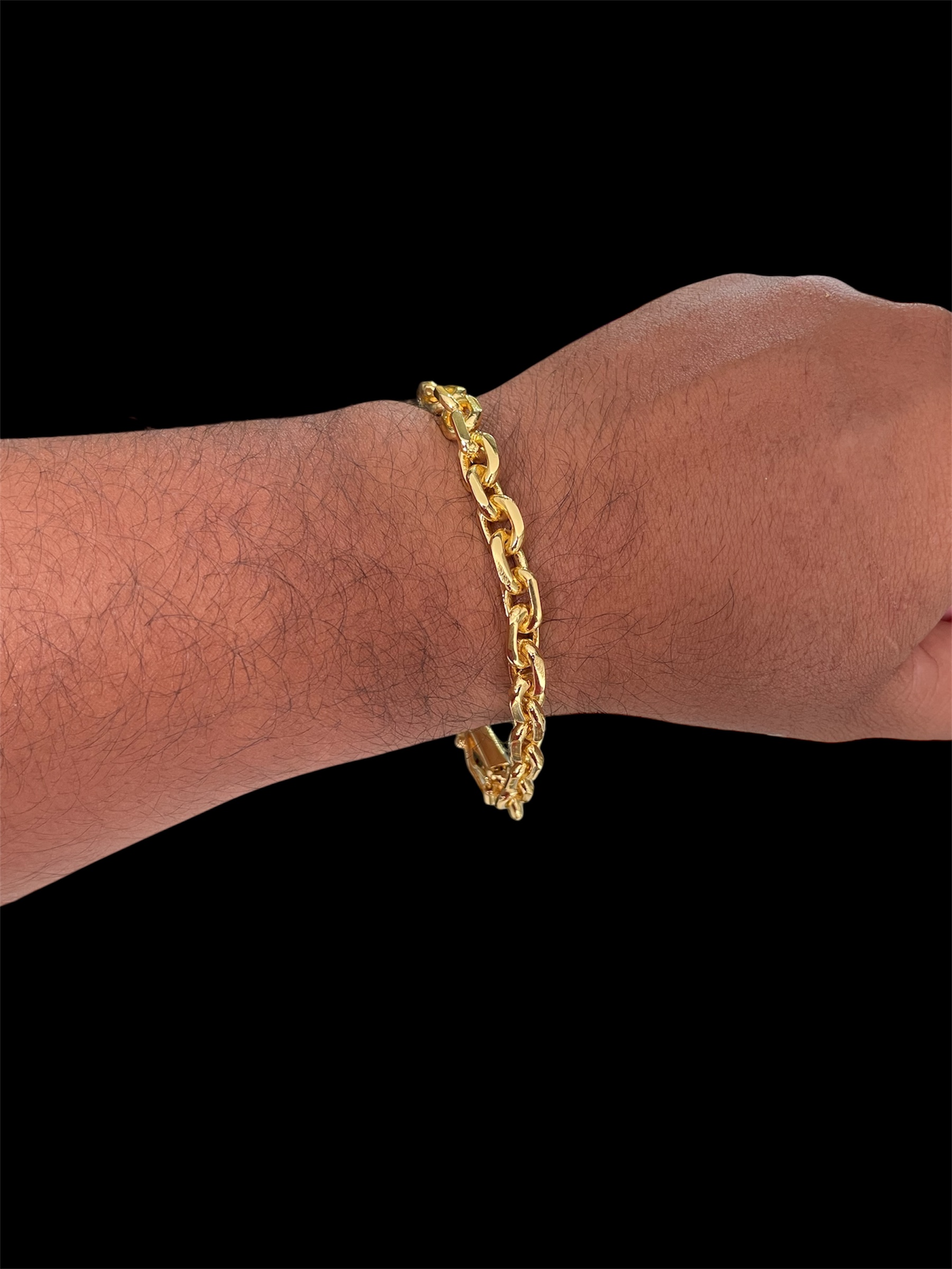 KIT CADEADO QUINA 8MM BANHADO A OURO 18k COM VERNIZ ANTI ALÉRGICO - Imagem 5