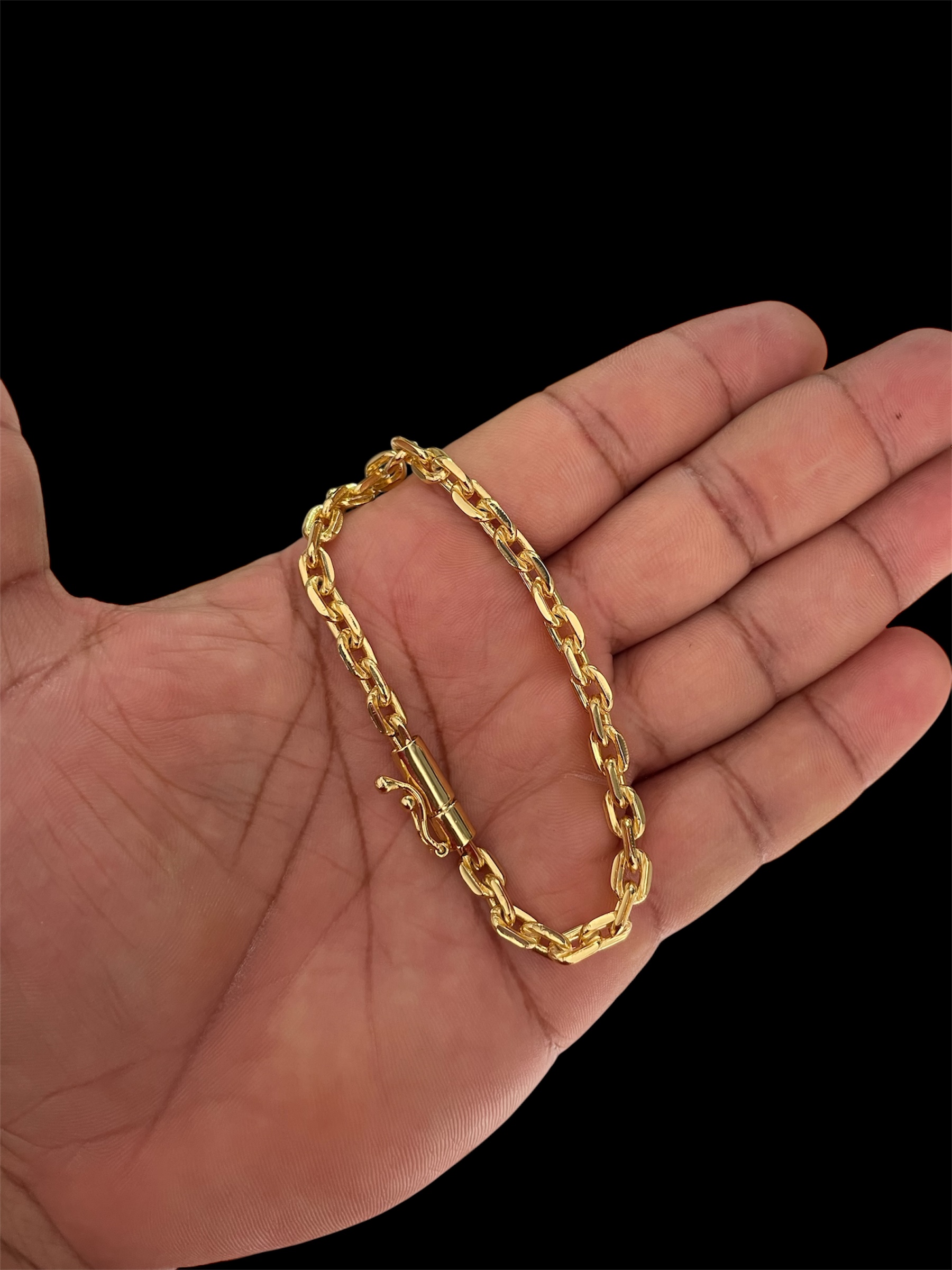 KIT CADEADO QUINA 4MM BANHADO A OURO 18k COM VERNIZ ANTI ALÉRGICO - Imagem 5
