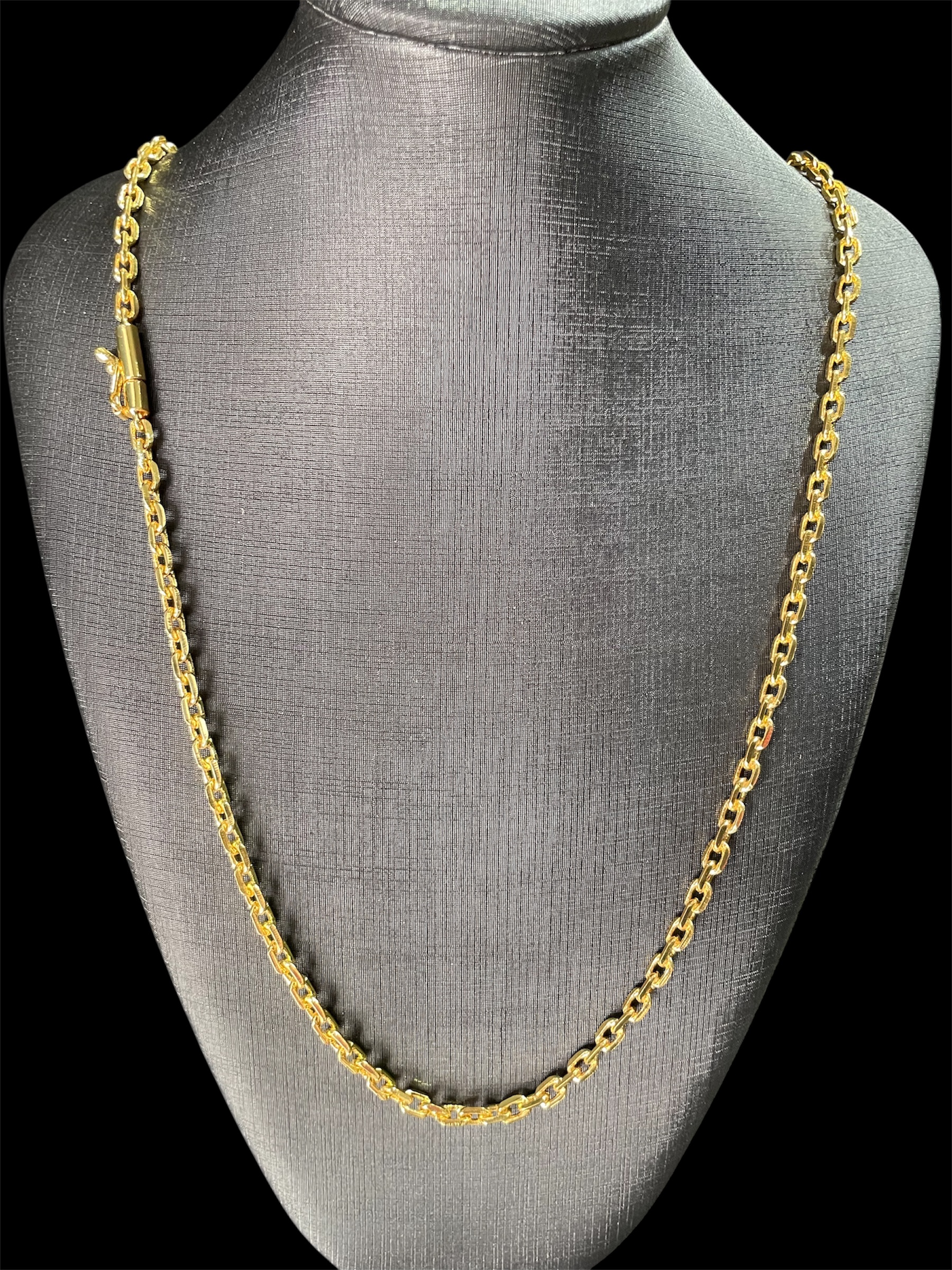 KIT CADEADO QUINA 4MM BANHADO A OURO 18k COM VERNIZ ANTI ALÉRGICO - Imagem 7