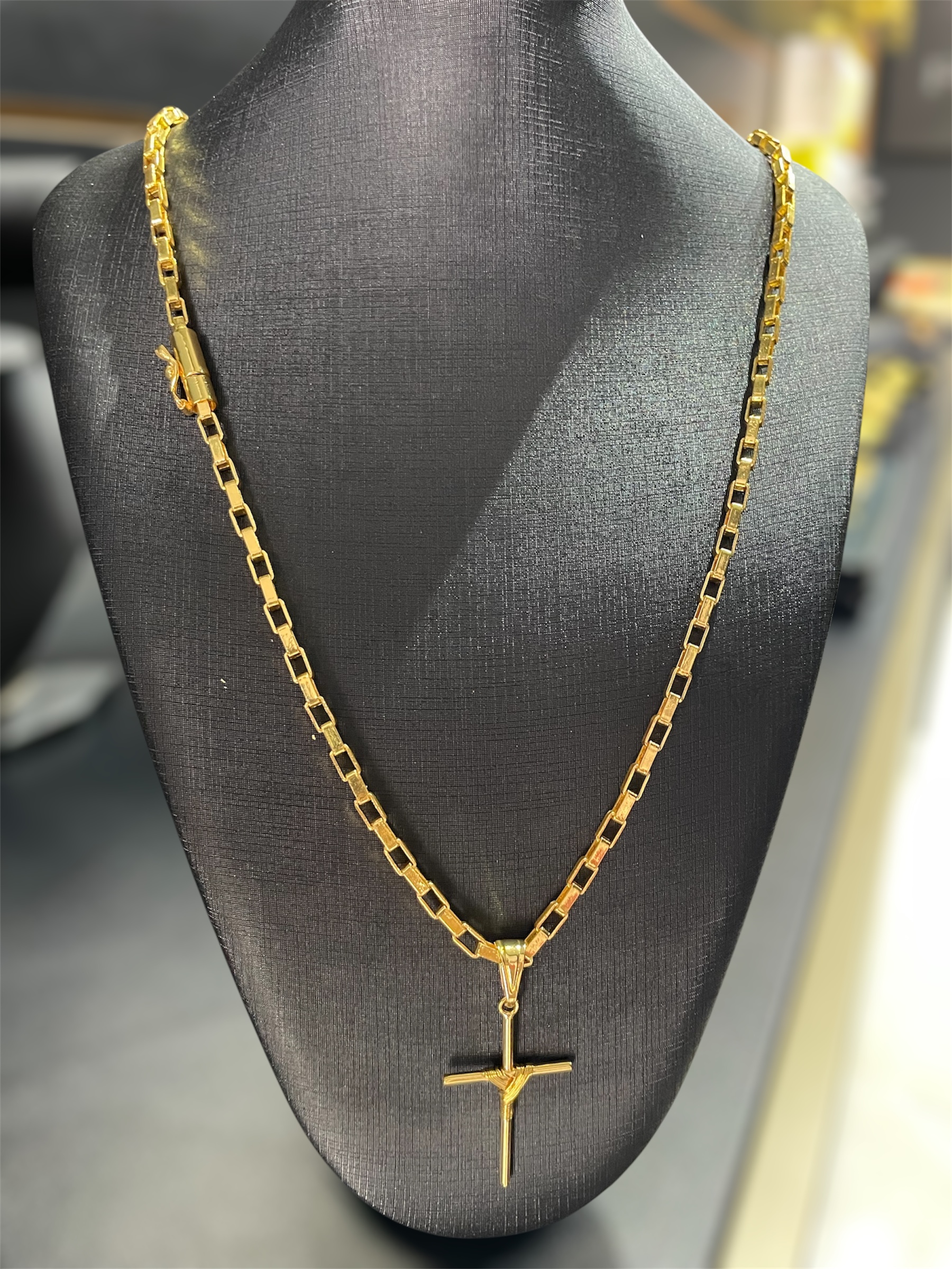 KIT TIJOLINHO 4MM BANHADO A OURO 18k COM VERNIZ ANTI ALÉRGICO - Imagem 3