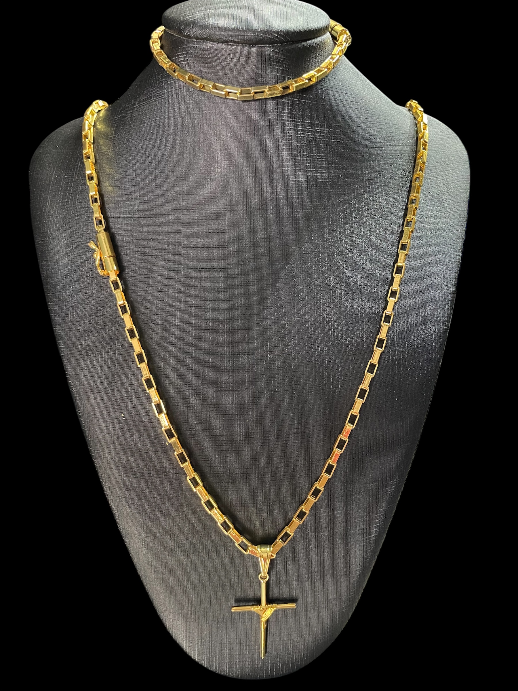KIT TIJOLINHO 4MM BANHADO A OURO 18k COM VERNIZ ANTI ALÉRGICO - Imagem 4
