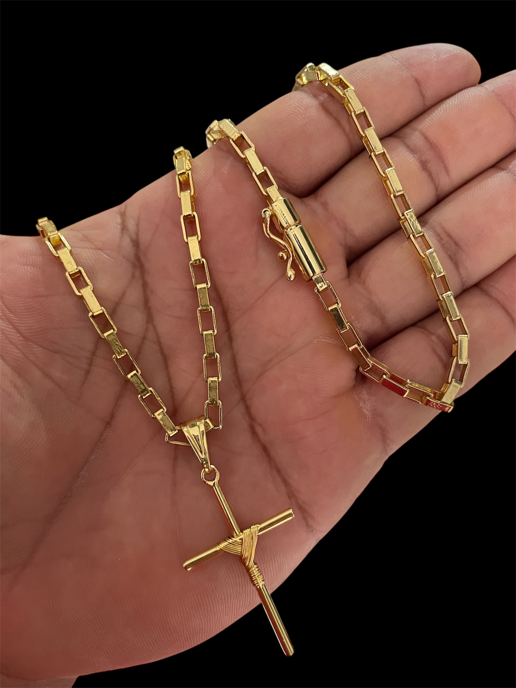 KIT TIJOLINHO 4MM BANHADO A OURO 18k COM VERNIZ ANTI ALÉRGICO - Imagem 5