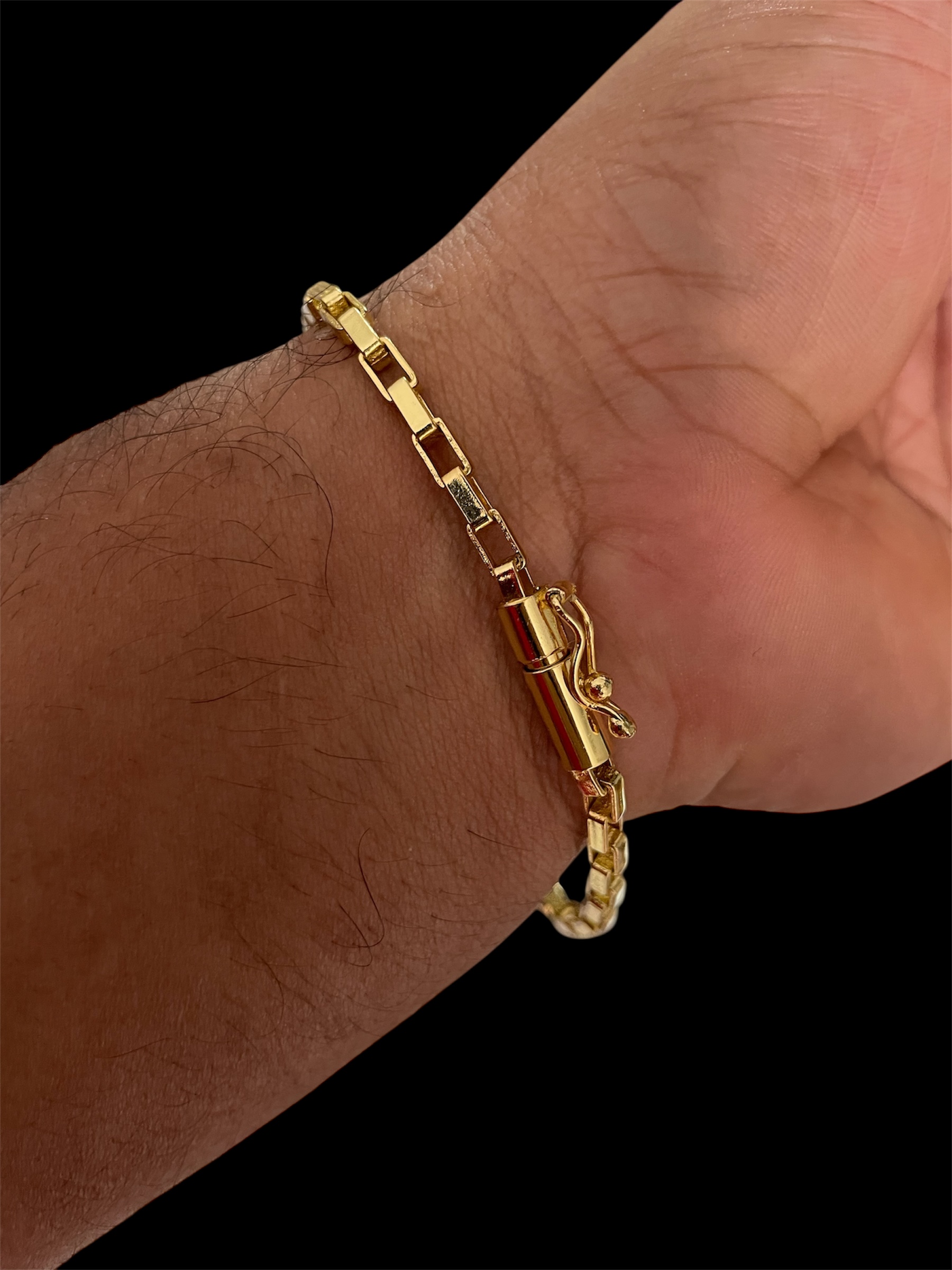 KIT TIJOLINHO 4MM BANHADO A OURO 18k COM VERNIZ ANTI ALÉRGICO - Imagem 6
