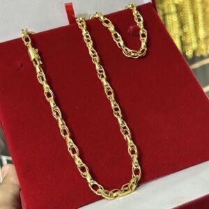Corrente Elo Trançado 6mm banhada a ouro 18k