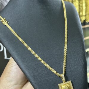 Corrente Cadeado Duplo 4mm Banhada a Ouro 18K com Fecho Duplo e Marcação 750