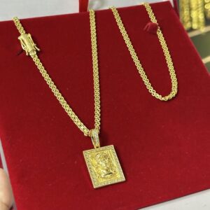 Kit Cadeado Duplo 4mm Banhado a Ouro 18K com Fecho Duplo e Marcação 750